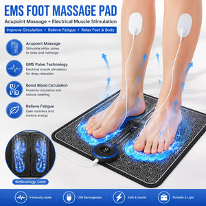 EMS Foot Massager Pad Relief Pain Relax Feet Acupoints Massage Electric Muscle Stimulation Improve Blood Circulation Relax Feet