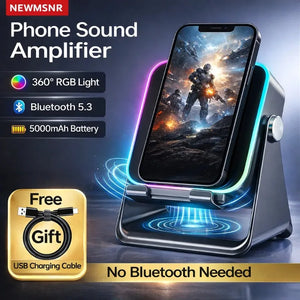 Magnetic Induction Speaker Phone Stand Wireless Bluetooth Phone Holder Amplifier Portable Desk Speaker RGB Light 5000mAh Battery