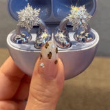 Creative Butterfly Earphone Clips Silver Tassels Headphone Accessories Two Pieces Set Artificial Crystals Earphone Decorations