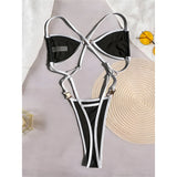 S - XL Extreme String Mini Micro Thong One Piece Swimsuit Women Swimwear Female Splicing Leopard Bather Bathing Suit Swim V7066