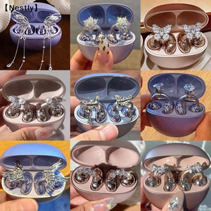 1Pairs Headphone Diameter Buckle Zircon Decorative Headphone Decoration Clip Removable Easy To Install Earbud Accessories
