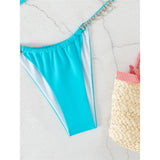 2026 New Sexy Rhinestone Bandeau Thong Bikini Women Swimwear Female Swimsuit Two-piece Bikini set Bather Bathing Suit Swim V3981