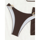 New Bandeau With Skirt Bikini Women Swimwear Female Swimsuit Three-Pieces Bikini Set High Leg Cut Bather Bathing Suit Swim V6264