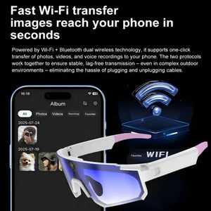 Lenovo AI Smart Glasses ChatGPT 8K Camera 2400W Anti-shake Cycling Video&Photo Sport Sunglasses DualMic 32GB Windproof Goggles