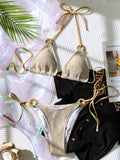 Halter Rings Fishnet Bikinis 2025 Brazilian Bikini Female Swimsuit Women Swimwear Two-pieces Bikini Set Bather Bathing Suit Swim