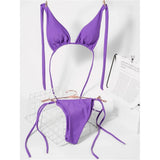 Sexy 11 Color Halter Mini Micro Thong Bikini Female Swimsuit Women Swimwear Two-Pieces Bikini Set Bather Bathing Suit Swim V4064