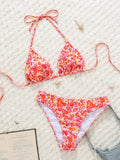 Fashion Sexy Leopard Print Bikini Set for Women, Tie Side String Two Piece Swimsuit, Push Up Beach Bathing Suit, Summer