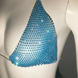 Fishnet Glitter Rhinestone Bikini Set Women Bathing Suit Mesh Sheer Swimwear Beach Bananas Sexy Thong Biquini Rave Party Outfits