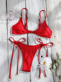 Miyouj Triangle Swimwear Sexy Swimsuits Solid Bikini String Bathsuit Women's Two Piece Suit Push Up Swimsuit High Cut Bikini Set