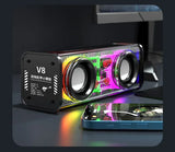 V8 Transparent Mecha Speakers Bluetooth 5.0 Wireless Double Bass Diaphragm Subwoofer Music TWS RGB Light Mini Party Loudspeaker