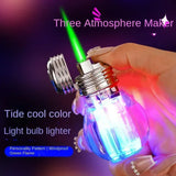 Transparent Electric Butane Gas Lighter, Windproof Straight Torch Lighter, Colorful Lights, Green Flame, Cool, New