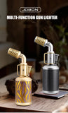 JOBON Creative Shape Cigar Lighter Blow Torch Windproof Locking Blue Flame Rotor Design  UV Transfer Printing Craft Gifts