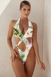 Sexy High Cut Out Halter Female Swimwear One Piece Swimsuit Women Cross Bandage Monokini Bather Bathing Suit Swim Bodysuit