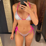 Sexy 7 Colors Halter Brazilian Bikini Female Swimsuit Women Swimwear Two-Pieces Bikini Set Bather Bathing Suit Swim Lady V3860