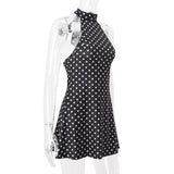 Elegant Off-Shoulder Polka Dot Mini Dress Women's Sleeveless Backless High Waist Y2K Summer Fashion Club Party Gown