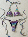 Gradient Snake Skin Bikins 2025 Diamond Bikini Female Swimsuit Women Swimwear Two-pieces Bikini Set Mini Micro Bathing Suit Swim