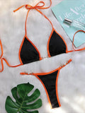 Sexy Halter Pearl Extreme Mini Micro Bikini Female Swimsuit Women Swimwear Two-pieces Bikini set Ribbed Bather Bathing Suit Swim