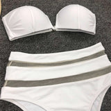 Sexy High Waist Bikini Bandeau Swimsuit Female  Women Swimwear Two-Pieces Bikini Set With Bra Cup Bather Bathing Suit V1297