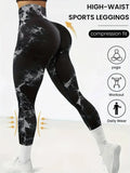 CZGUKE 2-Piece Women's Tie Dye Pants Sports Leggings Seamless High Waisted Push Ups Women's Fitness and Exercise Clothes