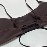Lace Up Brazilian High Cut Leg Bikini Female Swimsuit Two-Pieces Bikini Set Women Swimwear Padded Bathing Suit Bather Swim V6654