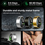 New R09 Smart Ring Men Women with Charging Case,Heart Rate Blood Oxygen,Skin Temperature Monitor,5ATM Waterproof For Android IOS