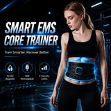 Smart EMS Core Trainer Belt, No Gel Required, 9 Intensity Levels, USB Rechargeable Muscle Stimulator for Home Fitness & Recovery