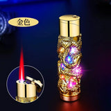 Metal Relief Lantern Inflatable Lighter Portable Windproof Butane Turbine Torch Jet Blue Flame Cigar Tool Fashionable Men's Gift