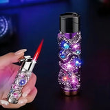 Metal Relief Lantern Inflatable Lighter Portable Windproof Butane Turbine Torch Jet Blue Flame Cigar Tool Fashionable Men's Gift