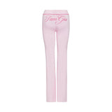Gia Slim-Fit Letter Print Topstitching Design Hooded Zip-Up Jacket and Pants Set