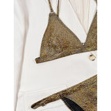 S - XL Sexy Shiny Sequins High Leg Cut Bikini Female Swimsuit Women Swimwear Two-piece Bikini set Bather Bathing Suit Swim V3862