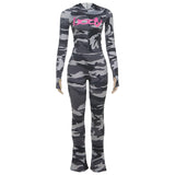 Weird Puss Letter Leopard Print 2 Piece Set Women Casual Zip Hooded Crop Jacke+Leggings Matching Stretch Sporty Street Outfits