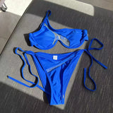 Sexy One Shoulder Underwired V-Bar Bikini Female Swimsuit Women Swimwear Two-Pieces Bikini Set Bather Bathing Suit Swim V4229