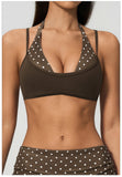 Women New Fake Two piece Yoga Bra Color Contrasting Back Sports Bra Gym Strap Hanging Neck Strap Fitness Bra Sports Bra Female