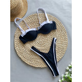 2026 Sexy Splicing Underwired High Leg Cut Two-Pieces Bikini Set Bikini Female Swimsuit Bathing Suit Women Swimwear Bather V5600