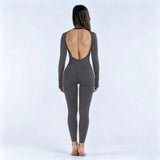 Sports Overall Bodysuit Women Seamless Jumpsuit Gym One-piece Suit Workout Outfits Backless Yoga Tights Long Sleeve Activewear