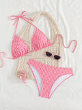 Fashion Sexy Leopard Print Bikini Set for Women, Tie Side String Two Piece Swimsuit, Push Up Beach Bathing Suit, Summer
