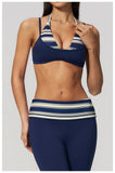 Women New Fake Two piece Yoga Bra Color Contrasting Back Sports Bra Gym Strap Hanging Neck Strap Fitness Bra Sports Bra Female