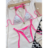 Shiny Sequin Brazilian Cheeky Bikini Women Swimwear Female Swimsuit Two-Pieces Bikini Set Bather Bathing Suit Swim Lady V3861