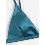 5 Colors Satin High Leg Cut Brazilian Two-Pieces Bikini Set Bikini Female Swimsuit Bathing Suit Women Swimwear Bather Swim V4964