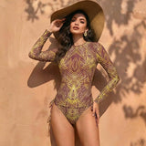 Women's Two Piece Swimwear Long Sleeve Mesh Swimsuit UPF 50+ 2026 New Smart Swimsuit SPF High Elasticity Padded Beachwear