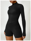 New Running Elasticity Yoga Jacket Zipper Slimming Top Coat Women's Sports Jacket Gym Workout Sports Long Sleeves Women Tights