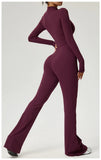 TRY TO BN Women's Fitness Jumpsuit Long Sleeve Zipper High Strength Yoga Bodysuit For Gym Workout Sportswear One Piece Clothing
