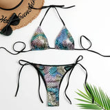 Fish Scales Shiny Halter Triangle Bikinis Set Swimwear Women Micro Thong Swimsuits Swimming Suit Biquinis Bikinis Mujer Swim