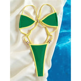 S - XL Extreme String Mini Micro Thong One Piece Swimsuit Women Swimwear Female Splicing Leopard Bather Bathing Suit Swim V7066
