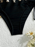 XS - XL Bandeau Wrinkled High Cut Bikini Women Swimwear Female Swimsuit Two-pieces Bikini Set Shells Bather Bathing Suit Swim