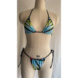 S - XL Sexy Two-Pieces Bikini Set Bather Bathing Suit Swim Printed Halter Padded Bikini Female Swimsuit Women Swimwear V4910