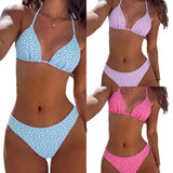 Fashion Sexy Leopard Print Bikini Set for Women, Tie Side String Two Piece Swimsuit, Push Up Beach Bathing Suit, Summer
