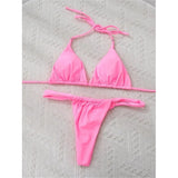 Sexy Wrinkled High Cut Thong Bikini Women Swimwear Female Swimsuit Two-Pieces Bikini Set Bather Bathing Suit Swim Lady V4010C