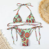 New Sexy Bikini Women Print  Bikini Set Halter Backless Swimsuit Swim Wear Biquini Dot biquini female Beachwear Sexy Bikini Set