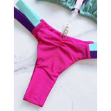 Bather Bathing Suit Swim Splicing Halter High Cut Brazilian Bikini Women Swimwear Female Swimsuit Two-Pieces Bikini Set V6067